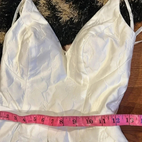 Galina Ivory Floral Print patterned  Wedding Gown Bridal Sleeveless Sz 4 - Picture 7 of 17